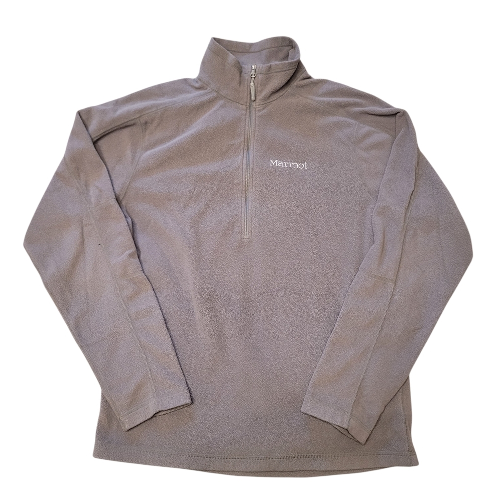 Marmot Mens Gray Half-Zip Fleece Pullover Mock Neck Sweatshirt